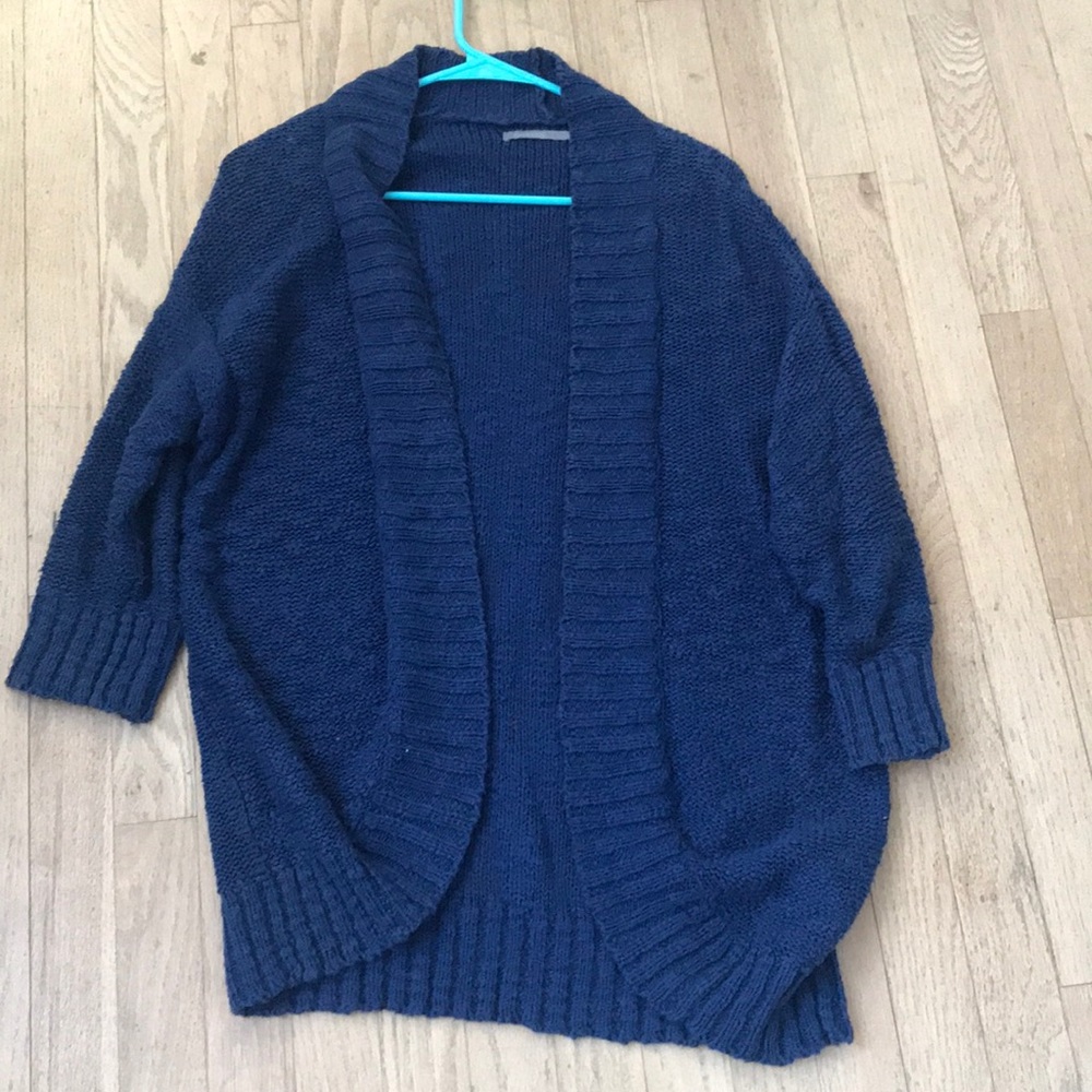 Blue cardigan/ knit front sweater- xs